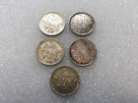 5 pièces de 5 francs en ARGENT semeuse ... 4 X 1963 ... 1 X 1964