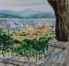 Aquarelle originale - St Tropez depuis Chapelle Ste Anne - 18 cm x 18 cm environ