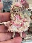 Vintage Miniature Dollhouse Artisan French Mignonette Doll Pink Glass Eyes 2.5