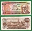 Canada – 1975 Bank of Canada $100  Dollars BC-60c Banknote,  AUNC Condition