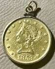 1853 $10 Ten Dollar Liberty Head Eagle Gold Coin Jewelry Pendant Attached Loop