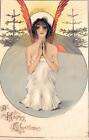 CHRISTMAS HOLIDAY BEAUTIFUL ANGEL UNSIGNED KIRCHNER AIRBRUSHED POSTCARD 1907