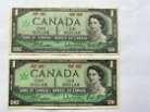 1967 - One Dollar Canadian Banknote - 1$, Bank Of Canada X 2