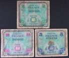 France - Lot de 3 Billets Impression USA (2, 5 & 10 Francs) 1944 WWII