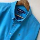 Ralph Lauren Shirt XXL (2XL) - Blue Blake Cotton Short Sleeve Button Down