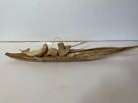 Hand made vintage Inuit kayak Native American with hunter & catch 21.5” 