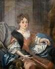 Tableau ancien huile Portrait Dame Noble à la robe XVIIIème