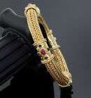 Vintage Ilias Lalaounis 18K Yellow Gold Ruby&Blue Sapphire Mesh Bangle Bracelet