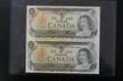Canada 1973 $1 un-cut pair ch-UNC condition Crow Bouey Sign (v450)