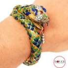 Vintage Diamond Ruby 18K Gold Enamel Coiled Snake Bangle Bracelet 116.2 Gr NR
