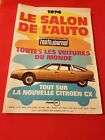 L'AUTO JOURNAL 1974 14 15 SALON DE L'AUTO TOUTES LES VOITURES DU MONDE 1974