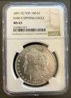 1891-CC TOP-100 Morgan Silver Dollar $1 NGC Slab Graded MS63 (#143 LB 1/10)