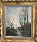 Superbe tableau huile sur toile, ancien , signé ,  cadre Montparnasse,  paysage