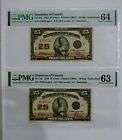 (2) Consecutive Dominion of Canada 1923 25 Cents Notes DC-24c - PMG CU 64 / 63