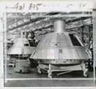 1963 Press Photo Models of Apollo moon capsules at Downey, California plant