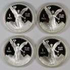 1992/3-Mo Mexico 1 Oz. Silver Proof Libertad Onza - 4 Coins in Capsules