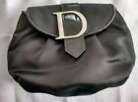 Christian Dior Parfums Black Satin and Patent Leather Bag - Lg. Silver D