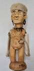 Sculpture en bois 39 cm, personnage féminin, art brut, outsider art, Patba