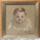 Dessin Ancien Pastel Madre MELOIZES Portrait Bébé Jeune Enfant Blond 1931