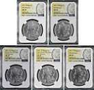2021 5 COIN MORGAN SILVER DOLLAR SET, NGC MS70 FIRST RELEASES, IN HAND
