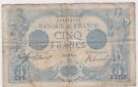 France Billet de cinq francs bleu 1915