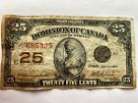 1923- 25 cent Canada note - Canadian quarter dollar bill - Shinplaster