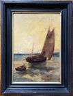 Impressionnisme Marine Pêcheurs au Couchant Huile signée Paul Bistagné 1850-1886