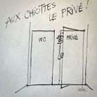 Dessin à l'encre de CABU - Aux chiottes le privé ! Jacques Chirac Charlie Hebdo 