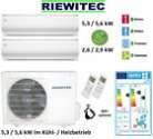 RIEWITEC Dual MultiSplit mit1x2,6 und 1x5,2 kW Klimaanlage 5,3 / 5,6 kW mit R32 